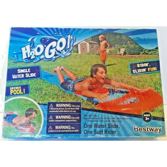 Water Slide Single H2O Go Inflatable Mat Drench Pool 18 foot NEW Summer Outside - Picture 1 of 2